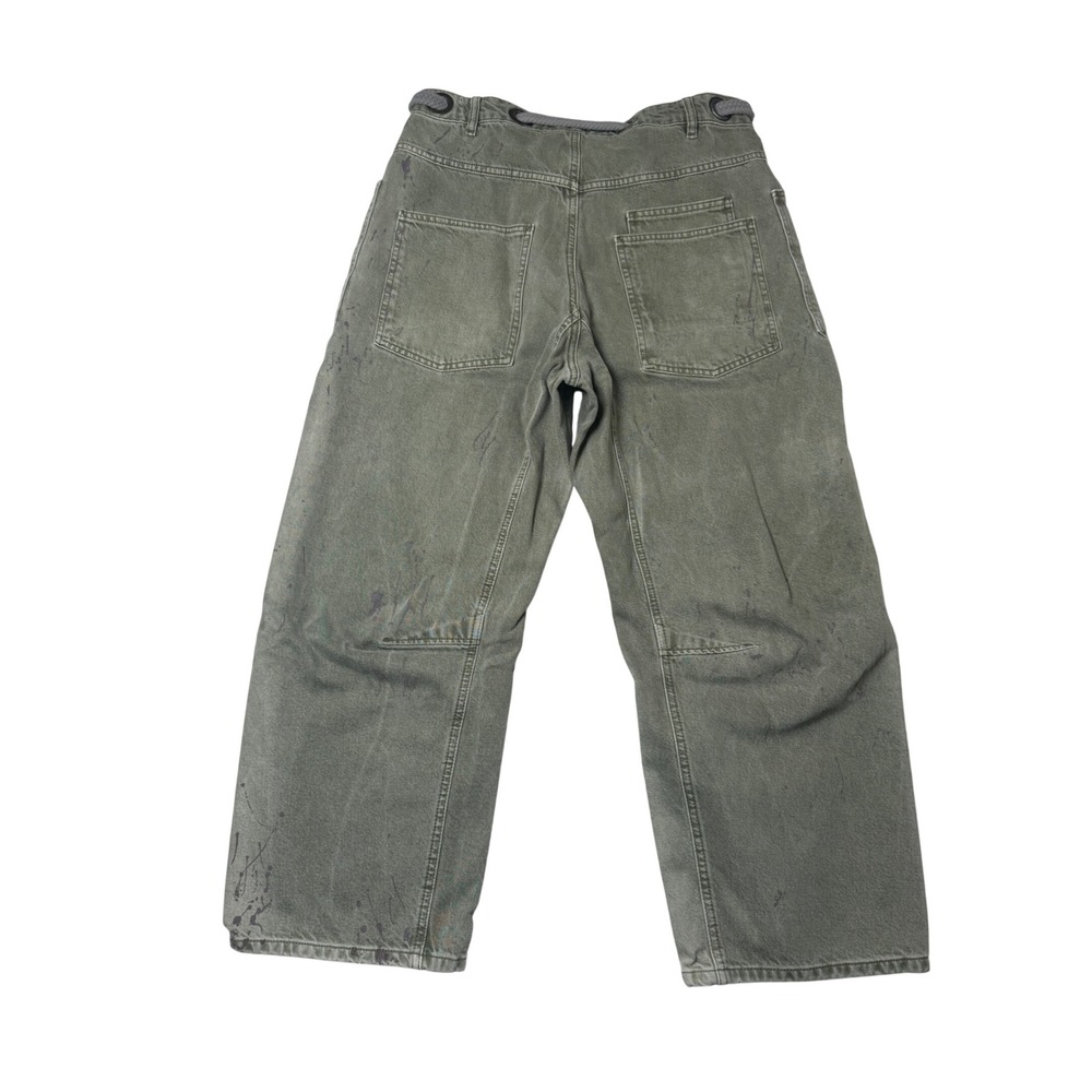 We The Free People Tinsley Patchwork Carpenter Pants Olive Green 29 Wide Leg - Picture 3 of 8
